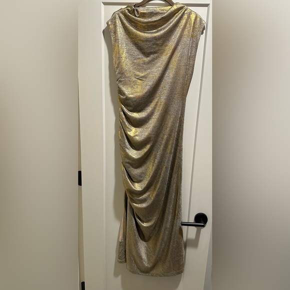 Anthropologie The Maya Ruched Cowl-Neck Sheath Dress with Slit for Cocktail - Picture 3 of 7